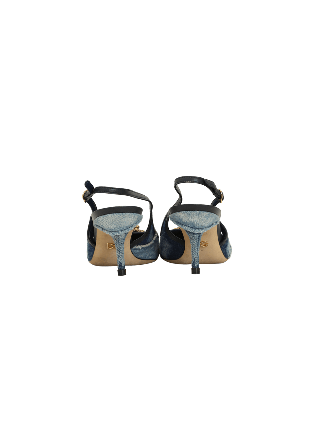 SCARPIN DOLCE & GABBANA DENIM DEVOTION SLINGBACK PUMPS 37 AZUL ORIGINAL