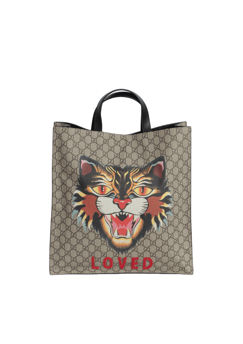 GG SUPREME ANGRY CAT VERTICAL TOTE