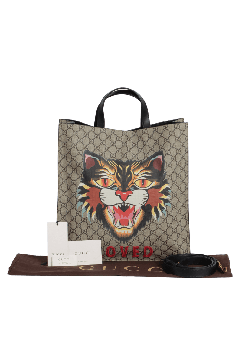 GG SUPREME ANGRY CAT VERTICAL TOTE