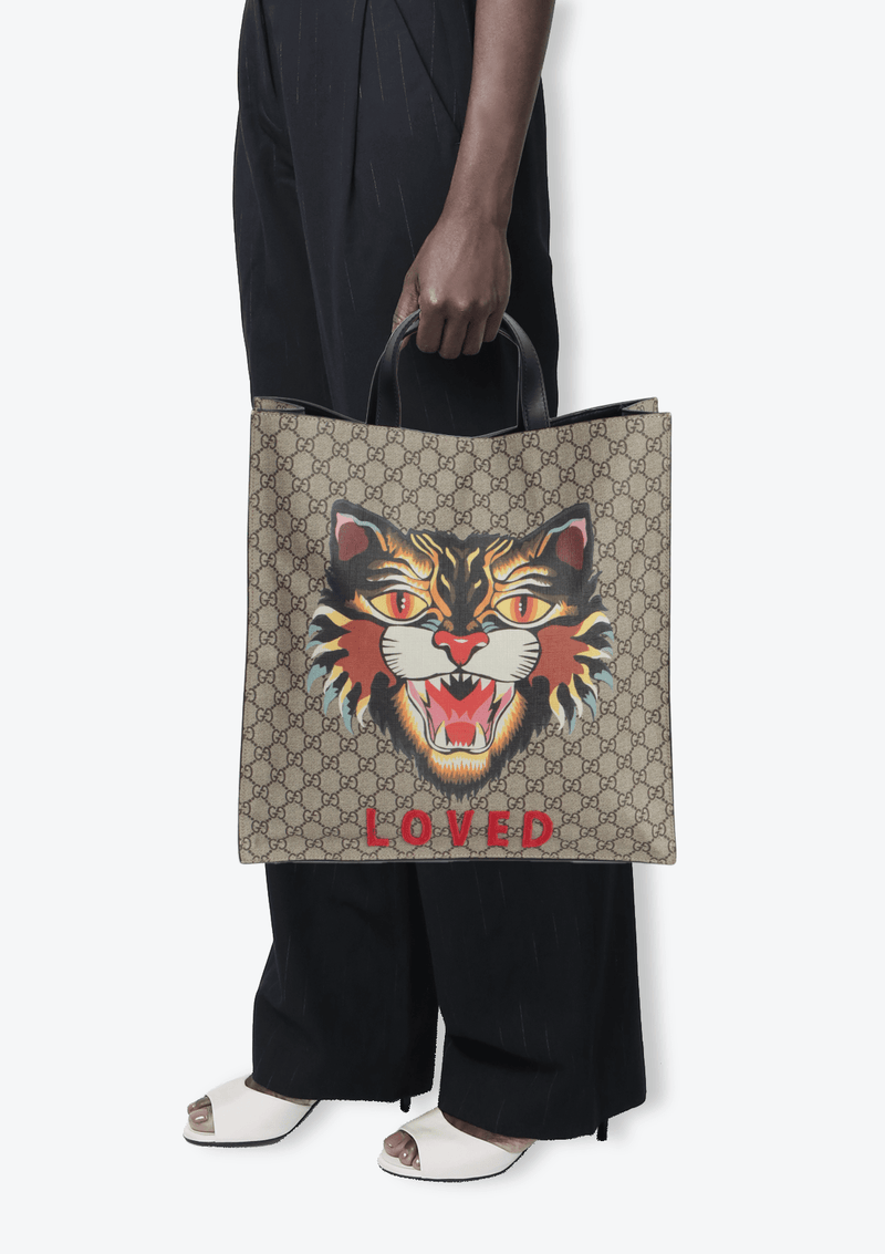 GG SUPREME ANGRY CAT VERTICAL TOTE