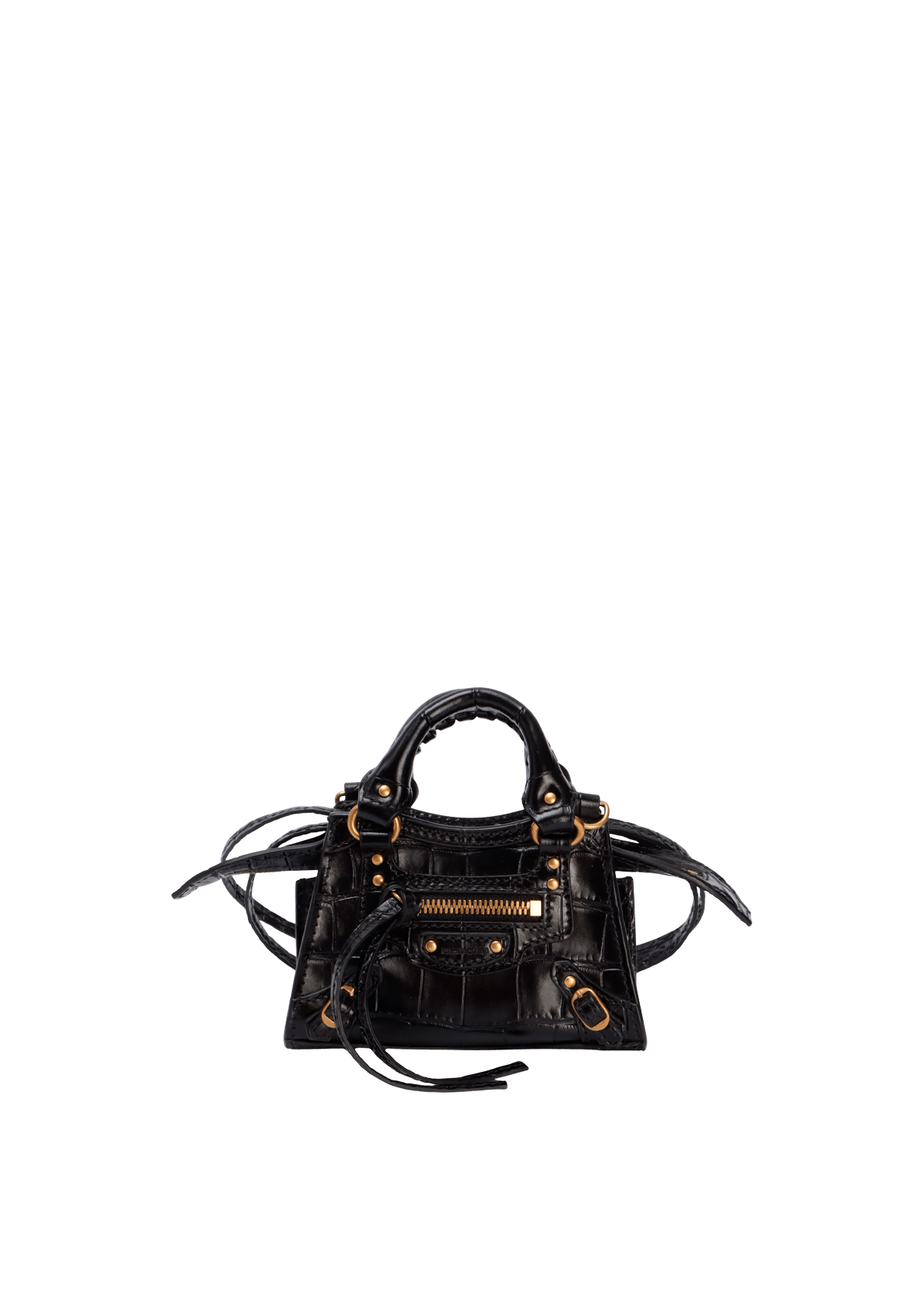 BALENCIAGA/NeoClassicMiniバッグ BOLSA BALENCIAGA MINI NEO CLASSIC CROCO EMBOSSED BAG PRETO