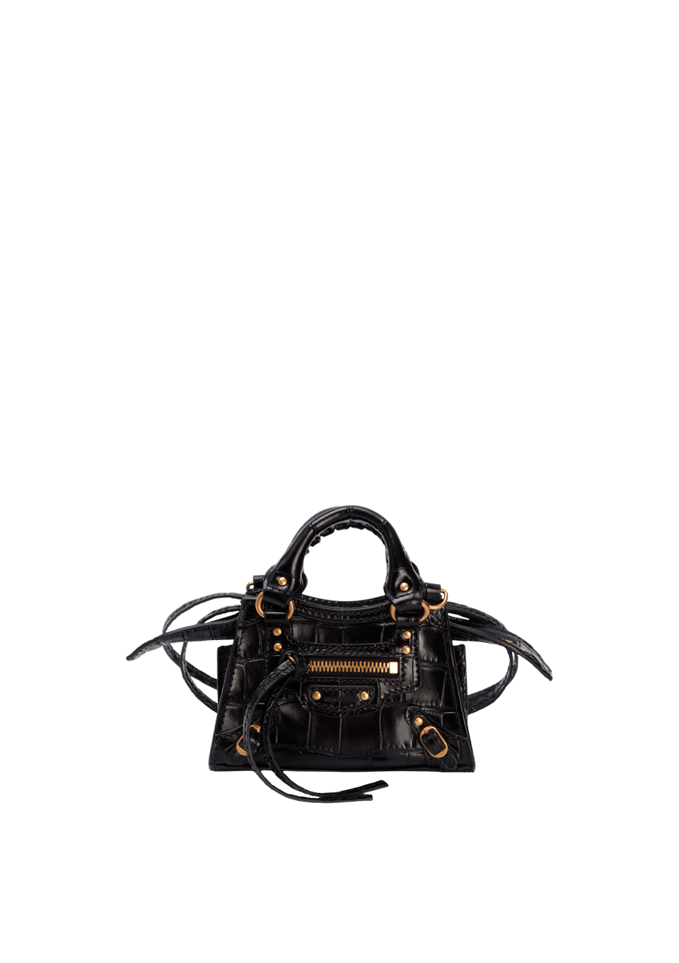 BOLSA BALENCIAGA MINI NEO CLASSIC CROCO EMBOSSED BAG PRETO