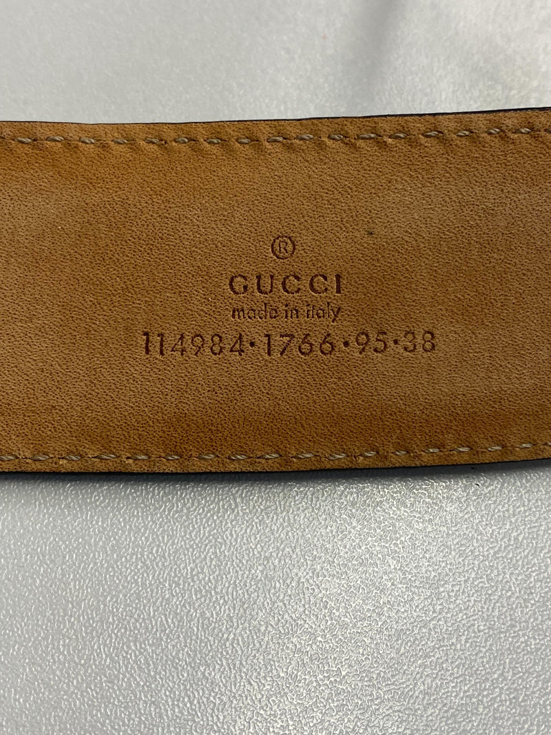 GUCCISSIMA INTERLOCKING G LOGO BELT 95