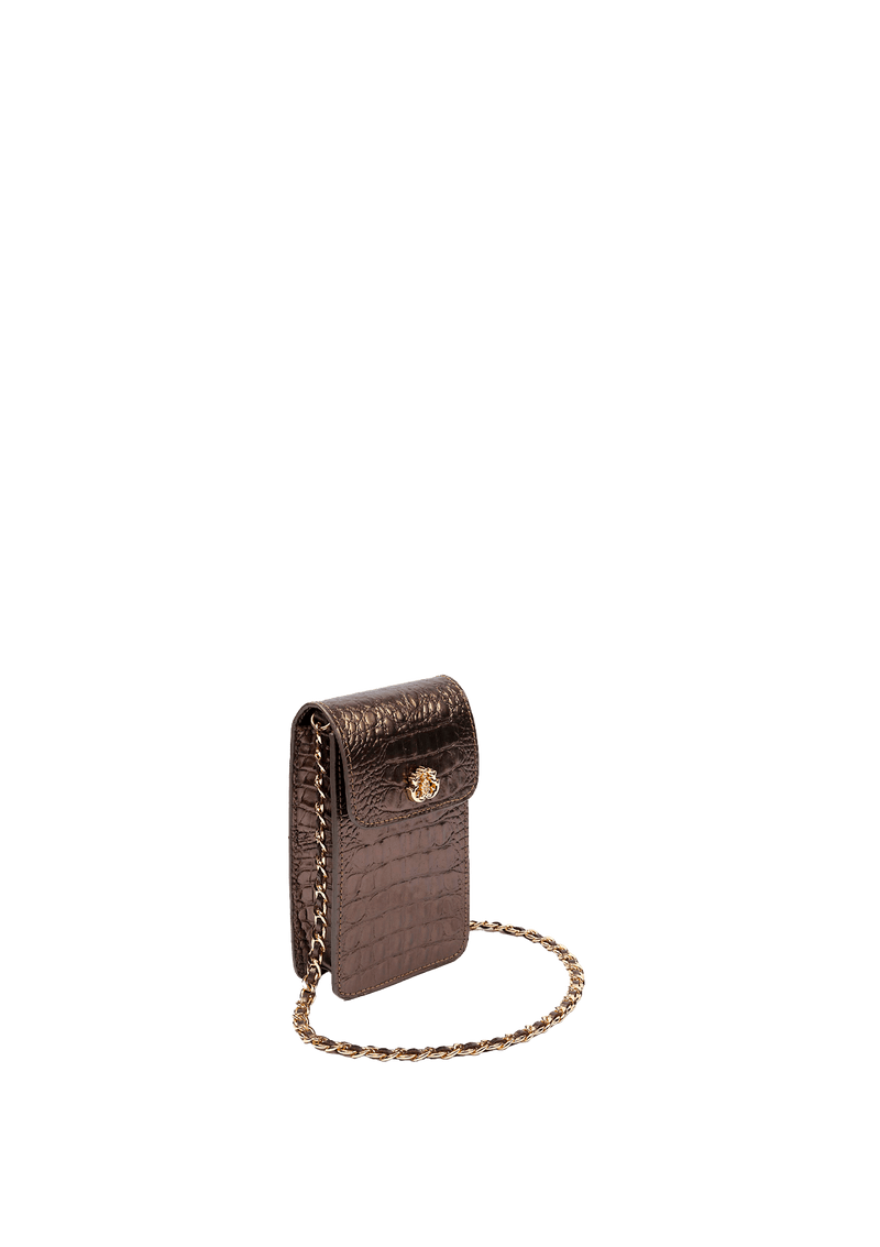 PHONE POUCH COM TAMPA EM COURO LIZARD ROXY