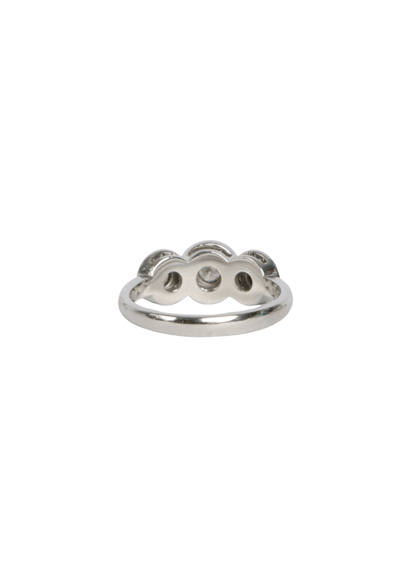 THREE STONE CIRCLET DIAMOND HALO RING