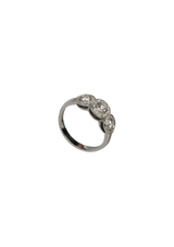 THREE STONE CIRCLET DIAMOND HALO RING