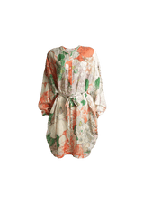 ORGANIC FLORAL PRINT COLLARLESS BLOUSE 36