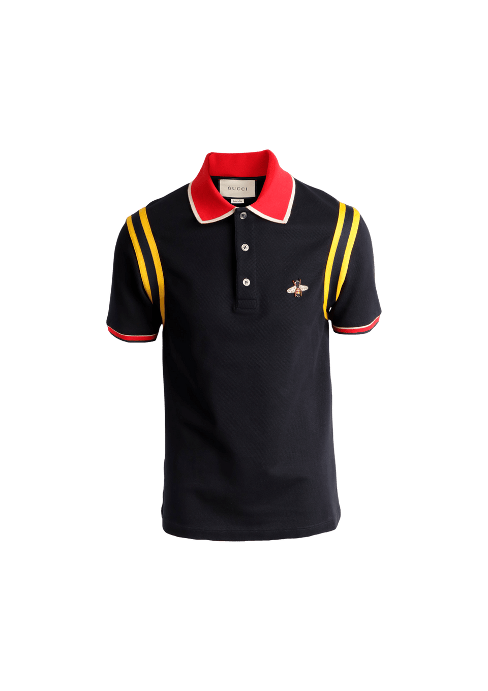 GUCCI 　ブラック　ポロシャツ 刺繍　蜂 BLUSA GUCCI BEE PATCH POLO SHIRT AZUL M ORIGINAL – Gringa