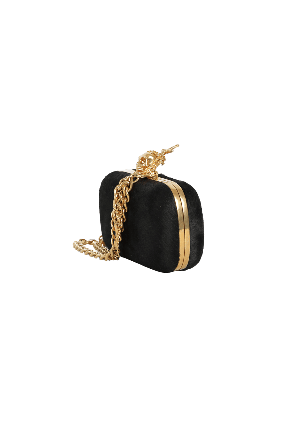BOLSA ALEXANDER MCQUEEN SKULL BOX CLUTCH PRETO ORIGINAL – Gringa
