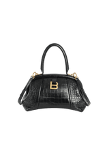 FRAME HOURGLASS SMALL CROCODILE EMBOSSED TOP HANDLE