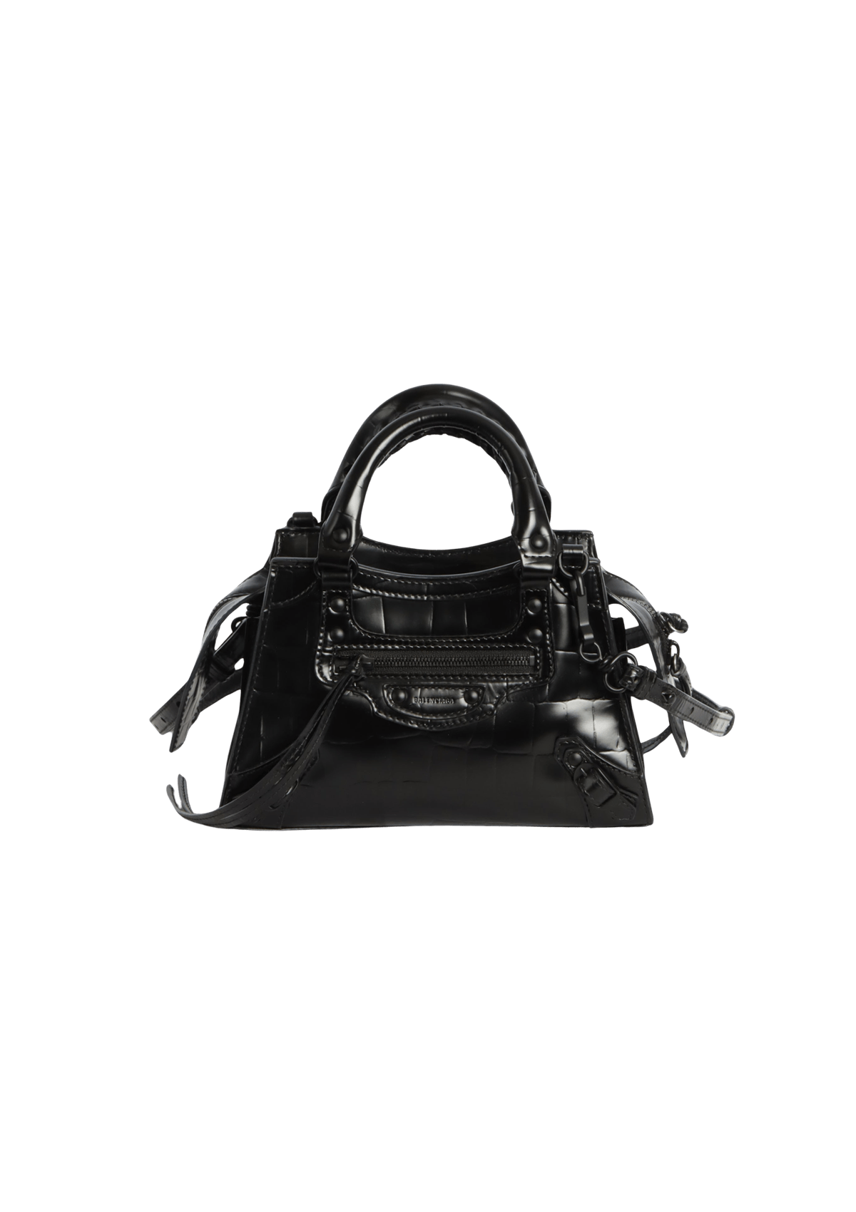 BOLSA BALENCIAGA MINI NEO CLASSIC CROCO EMBOSSED BAG PRETO
