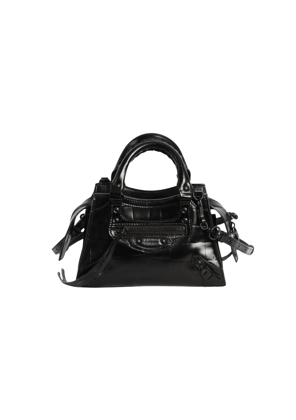 BOLSA BALENCIAGA MINI NEO CLASSIC CROCO EMBOSSED BAG PRETO