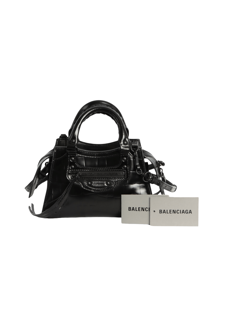 バッグ BALENCIAGA BB CROCO MINI BOSTON BAG Good Deal! Excellent Condition B Neo City Croc Mini Completed Set