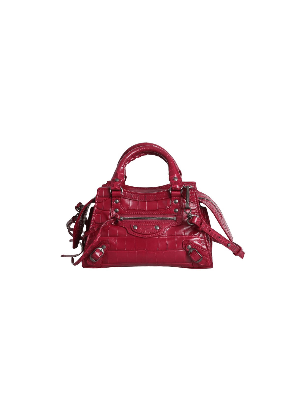 BOLSA BALENCIAGA MINI NEO CLASSIC CROCO EMBOSSED BAG ROSA ORIGINAL