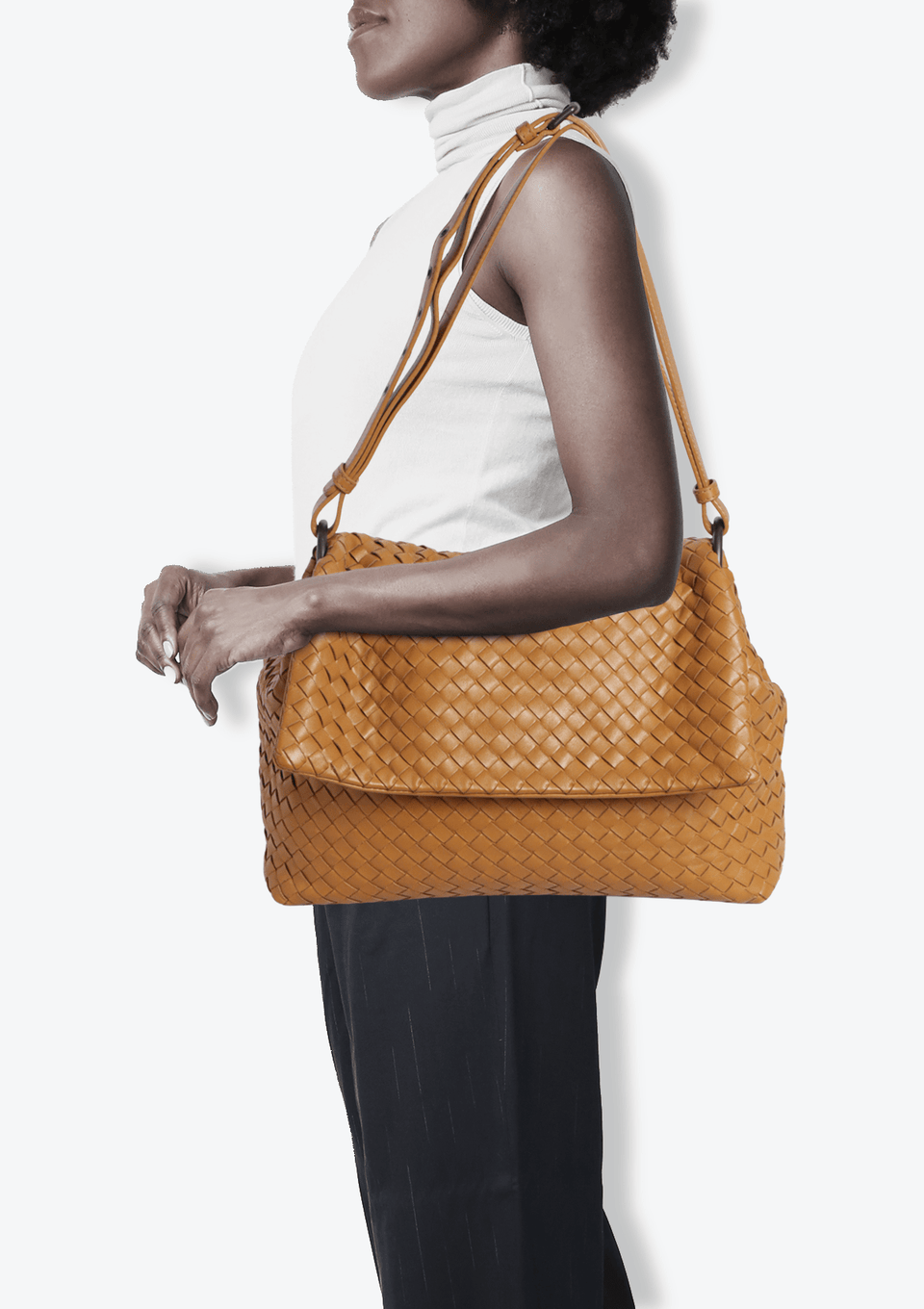 BOLSA BOTTEGA VENETA INTRECCIATO FLAP SHOULDER BAG AMARELO BOLSA BOTTEGA VENETA INTRECCIATO FLAP SHOULDER BAG AMARELO