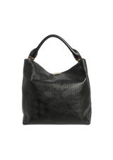 EMBOSSED LEATHER CHECK HOBO BAG