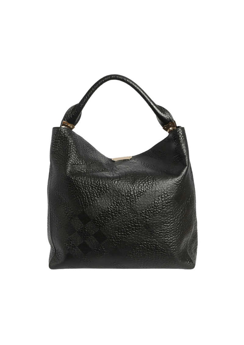 EMBOSSED LEATHER CHECK HOBO BAG