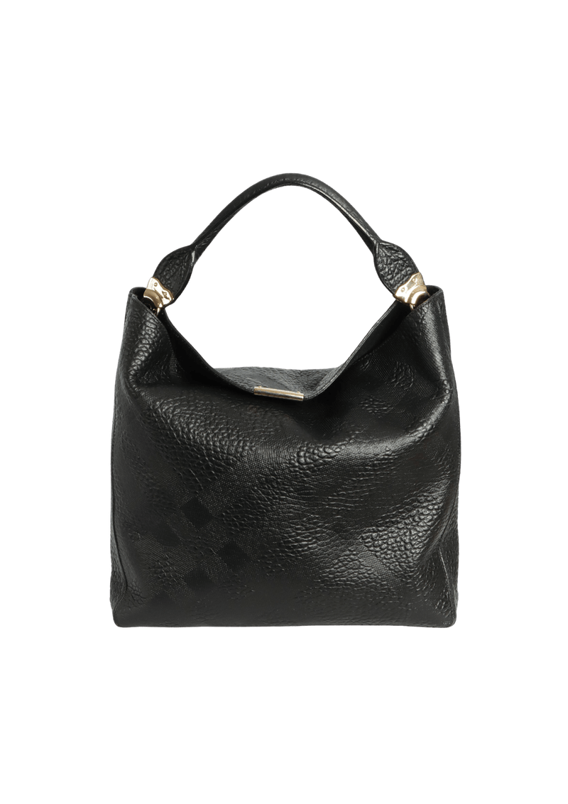 EMBOSSED LEATHER CHECK HOBO BAG