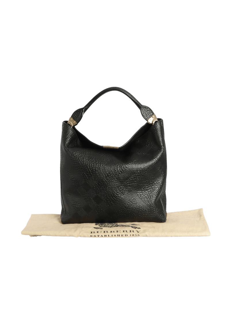 EMBOSSED LEATHER CHECK HOBO BAG