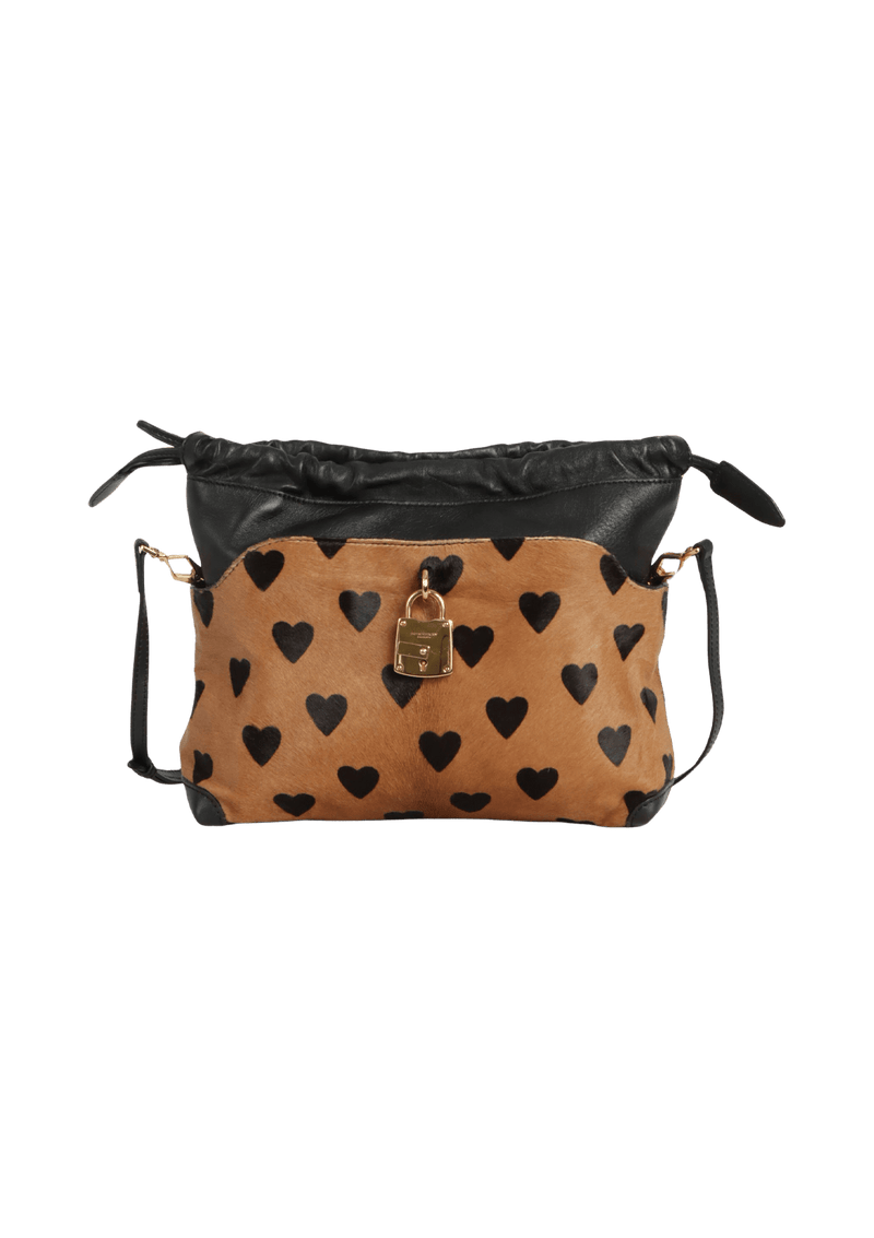 LITTLE CRUSH HEART PONY HAIR BAG