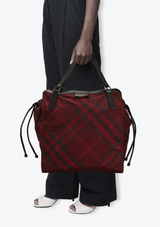 NYLON HOUSE CHECK BUCKLEIGH TOTE