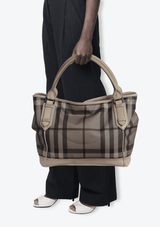 SMOKED CHECK TOTE BAG