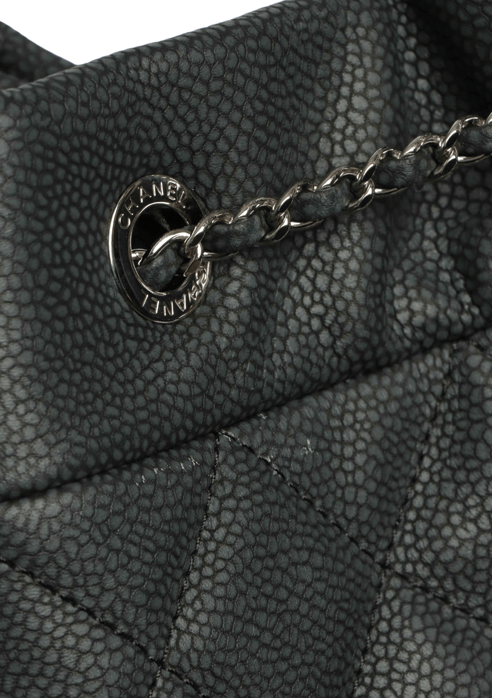 BOLSA CC DRAWSTRING BUCKET BAG GRAINED CALFSKIN CINZA