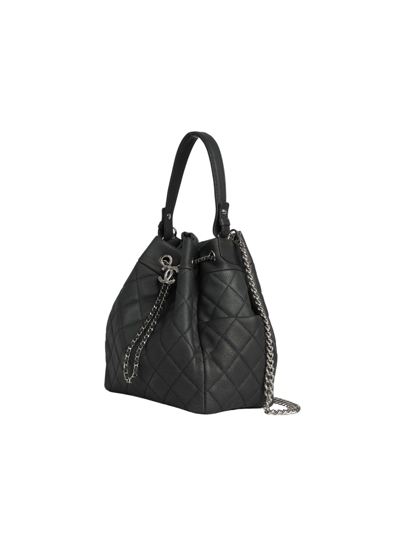 CC DRAWSTRING BUCKET BAG GRAINED CALFSKIN