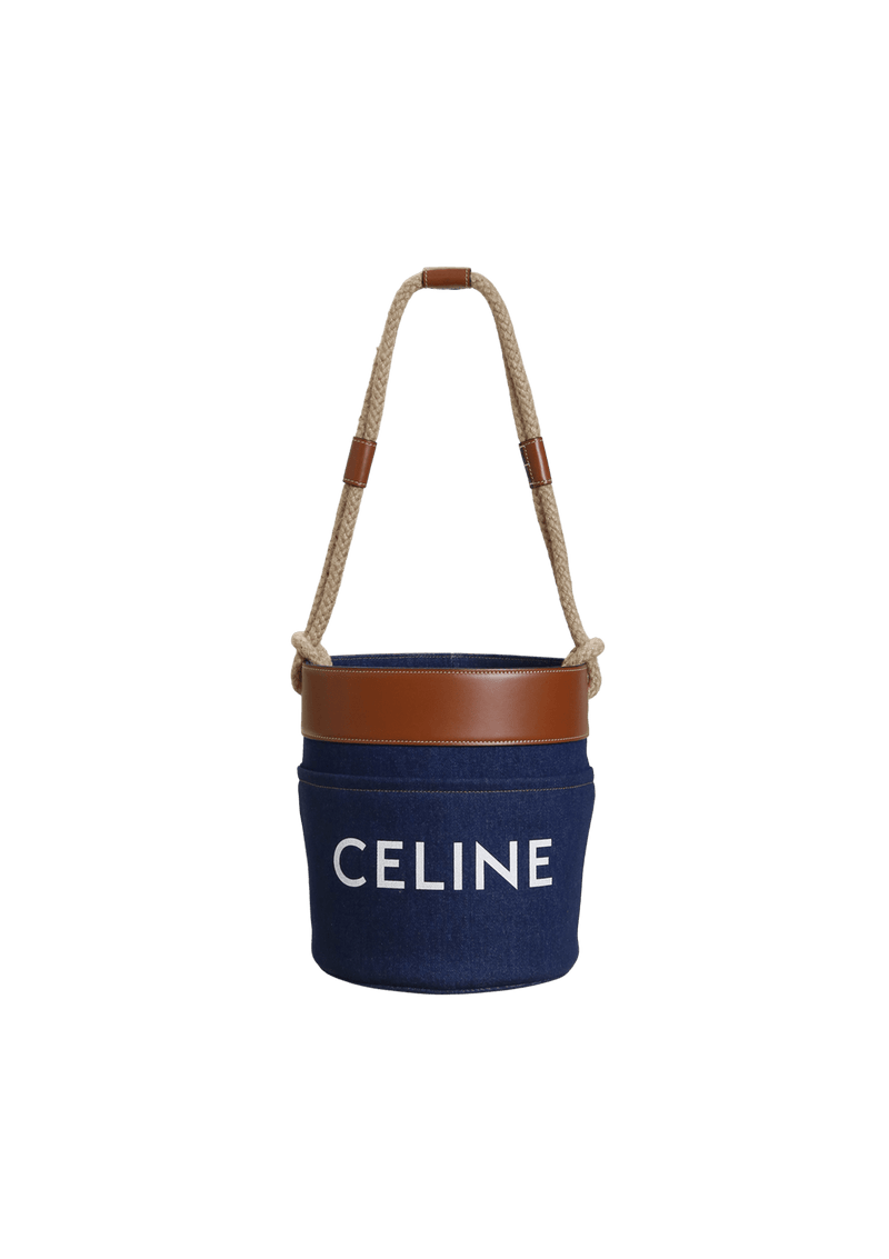 DENIM LOGO BUCKET BAG