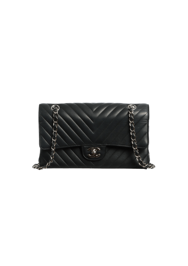 CHEVRON MEDIUM CLASSIC DOUBLE FLAP LAMBSKIN