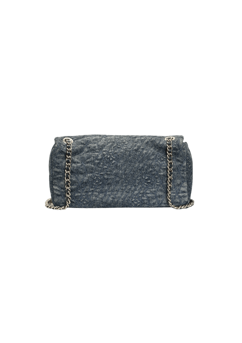 DENIM CAMELLIA FLAP BAG