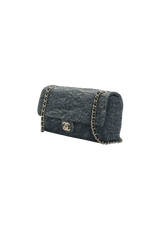 DENIM CAMELLIA FLAP BAG