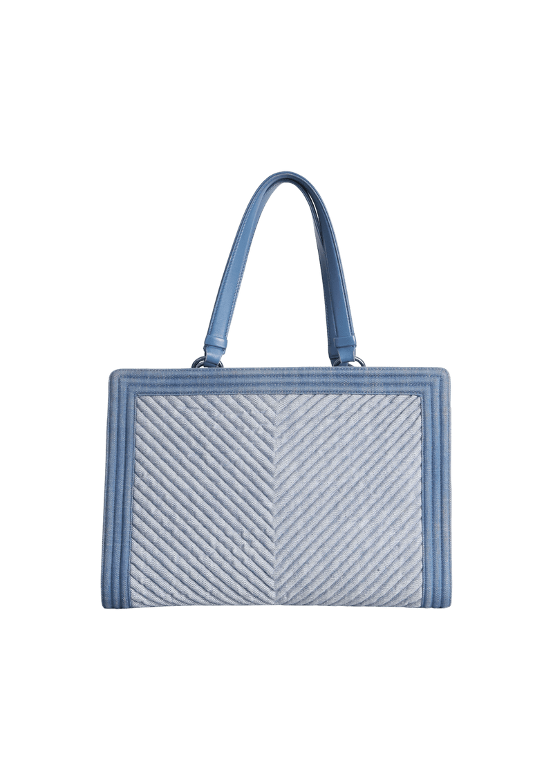 DENIM CHEVRON BOY SHOPPING TOTE