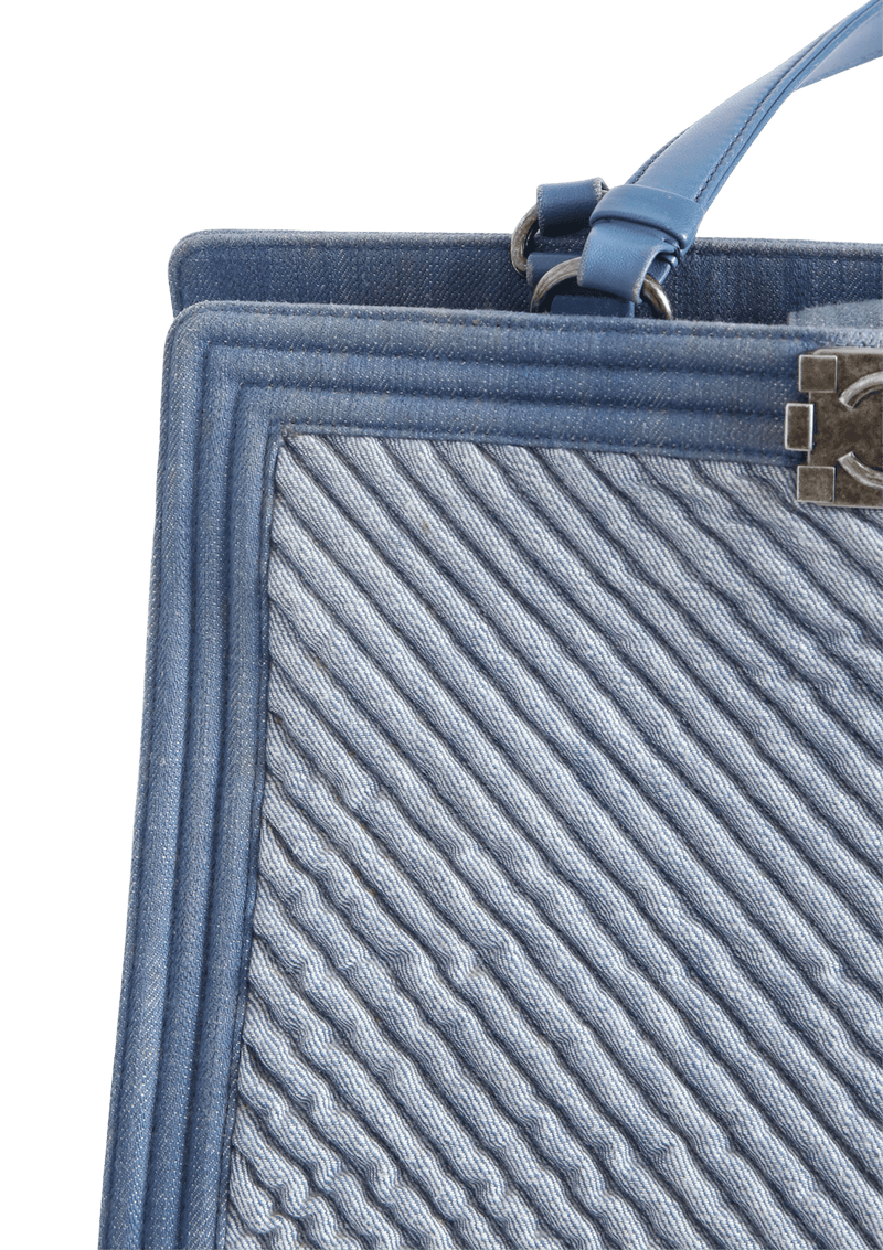 DENIM CHEVRON BOY SHOPPING TOTE