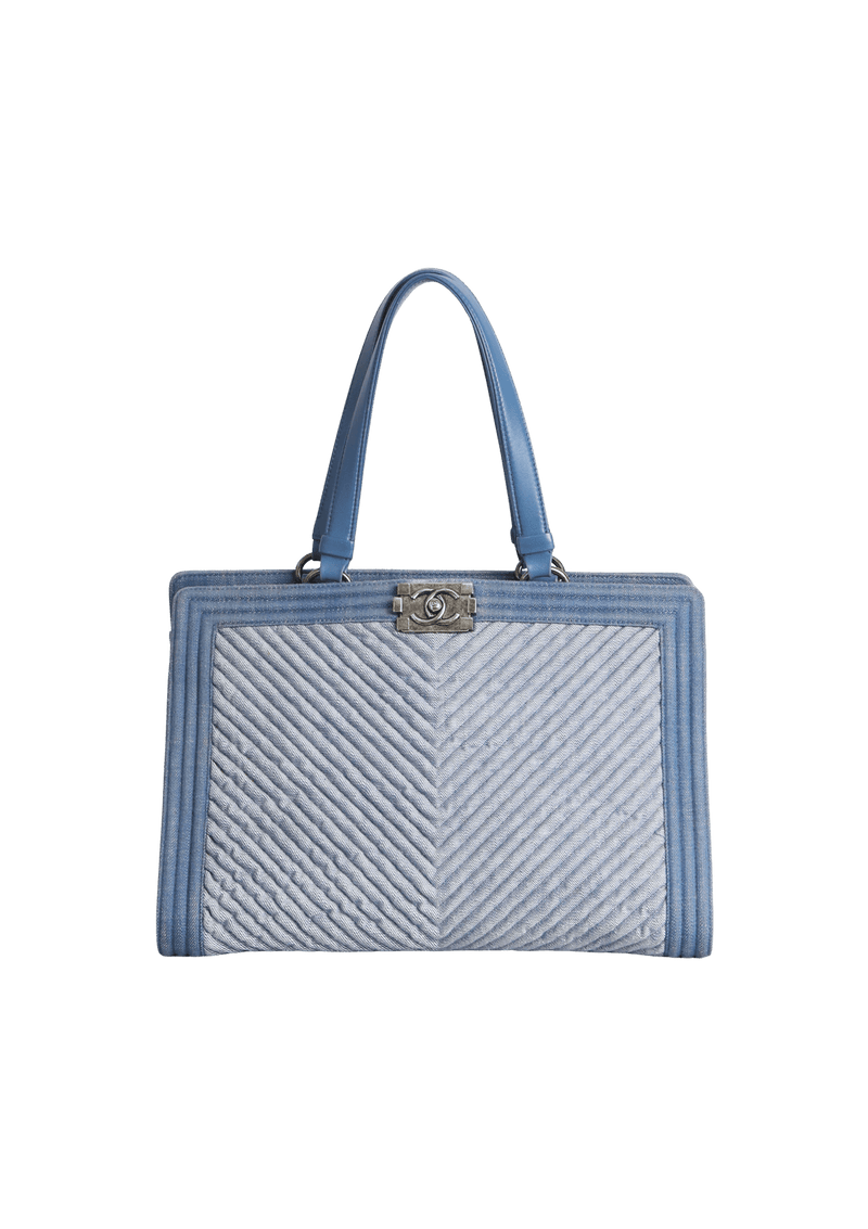 DENIM CHEVRON BOY SHOPPING TOTE