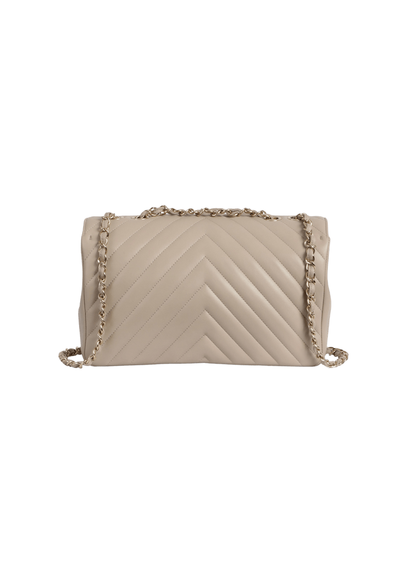 LARGE CHEVRON STATEMENT FLAP BAG LAMBSKIN