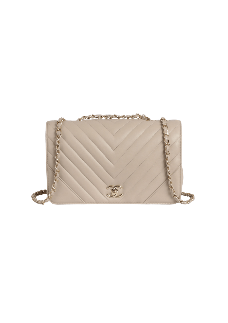 LARGE CHEVRON STATEMENT FLAP BAG LAMBSKIN