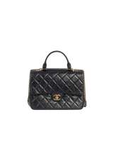 LARGE GOLD BAR TOP HANDLE BAG