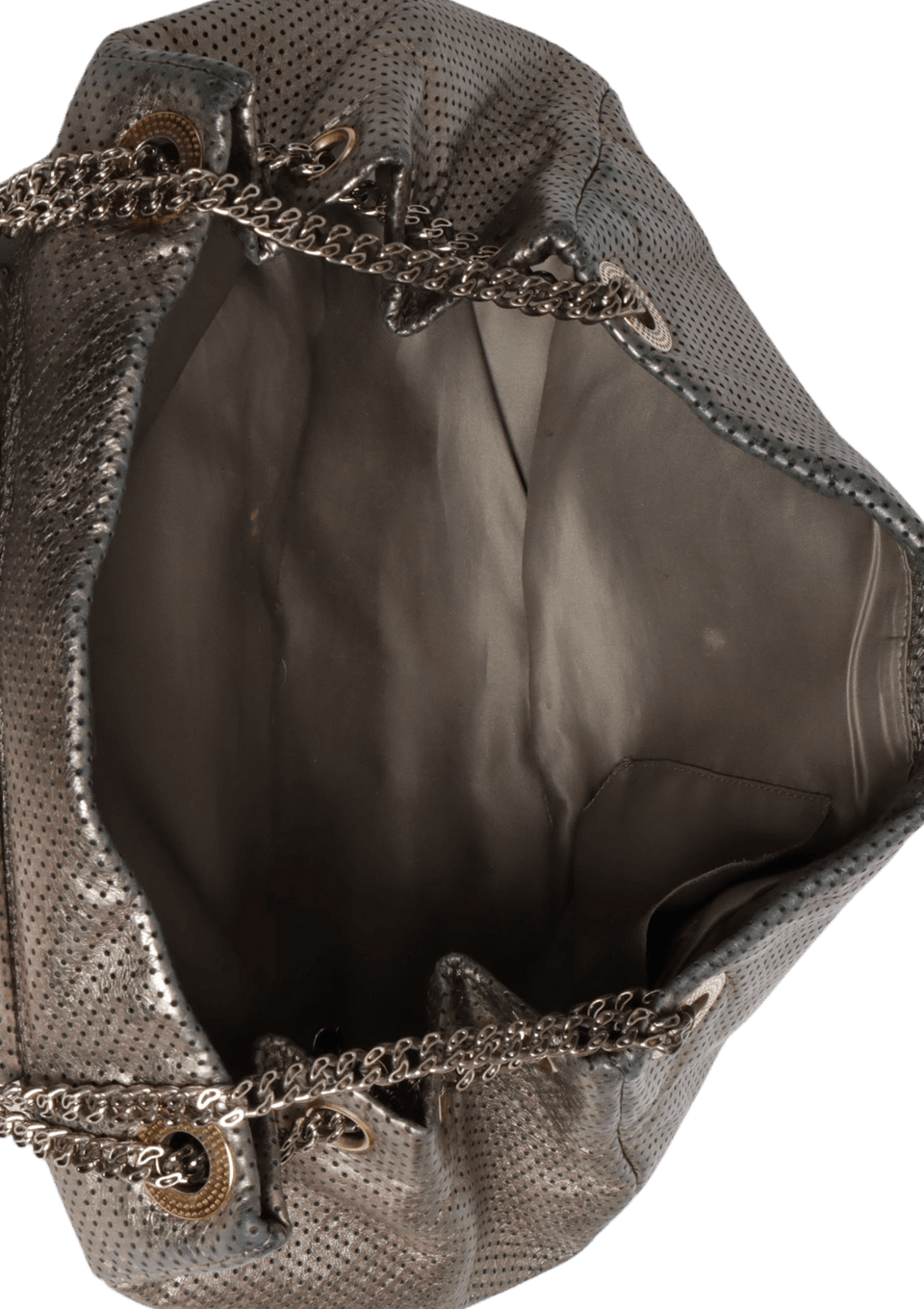 BOLSA CHANEL LARGE PERFORATED DRILL ACCORDION FLAP METALIZADO