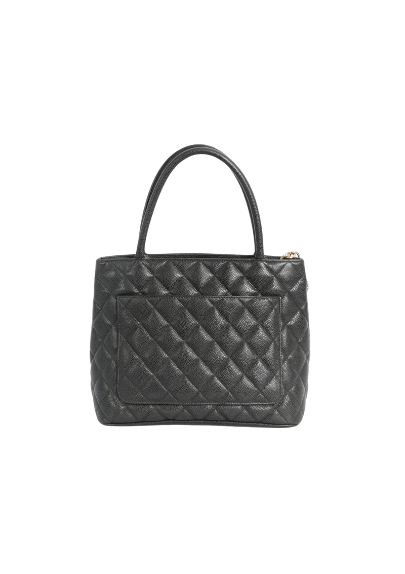 MEDALLION QUILTED TOTE CAVIAR