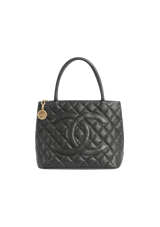 MEDALLION QUILTED TOTE CAVIAR