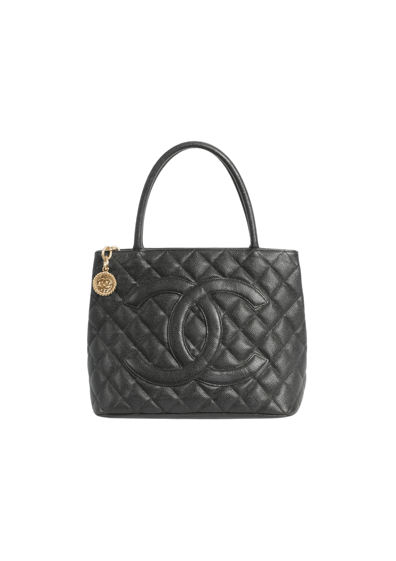 MEDALLION QUILTED TOTE CAVIAR