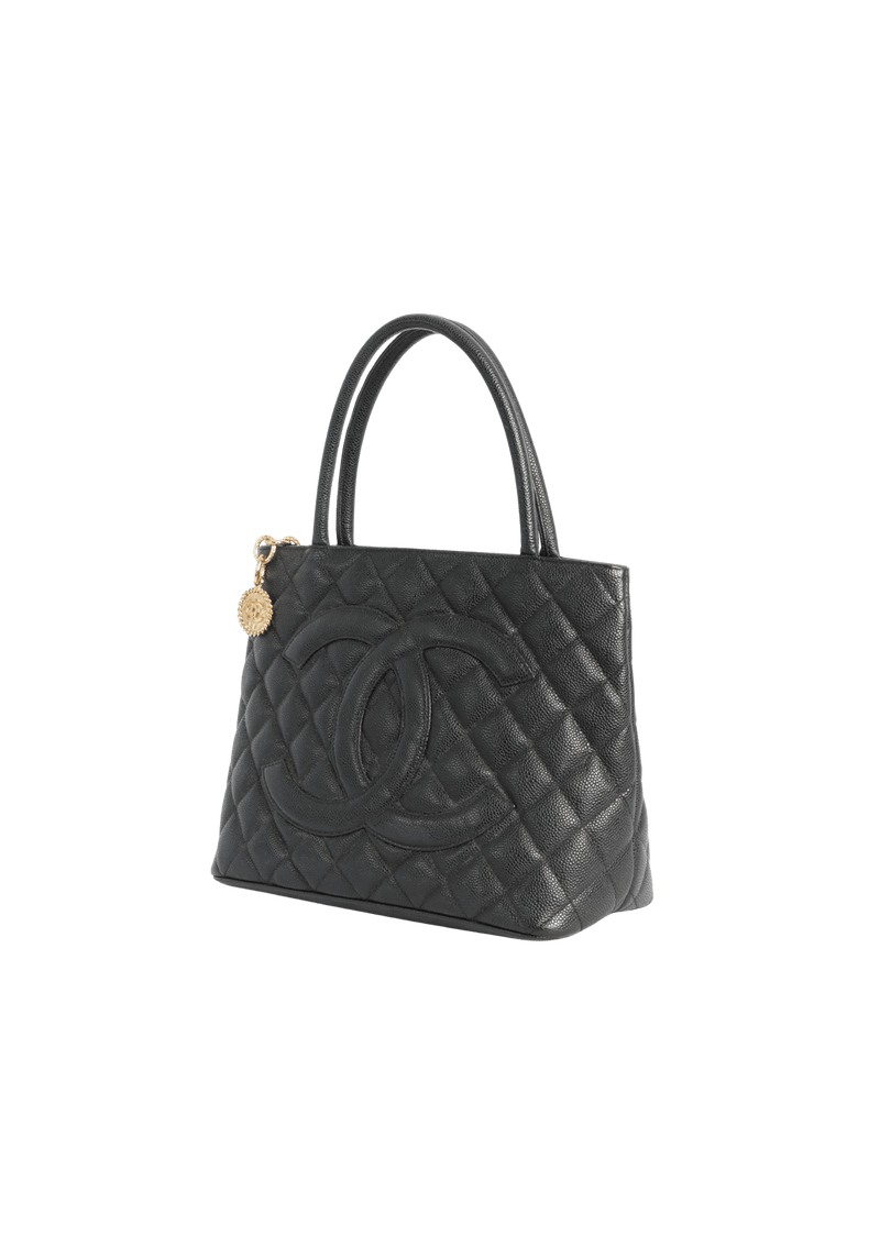 MEDALLION QUILTED TOTE CAVIAR