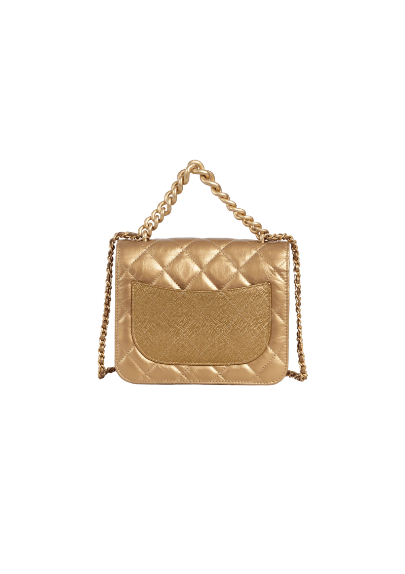 MINI CHAIN HANDLE FLAP BAG AGED CALFSKIN