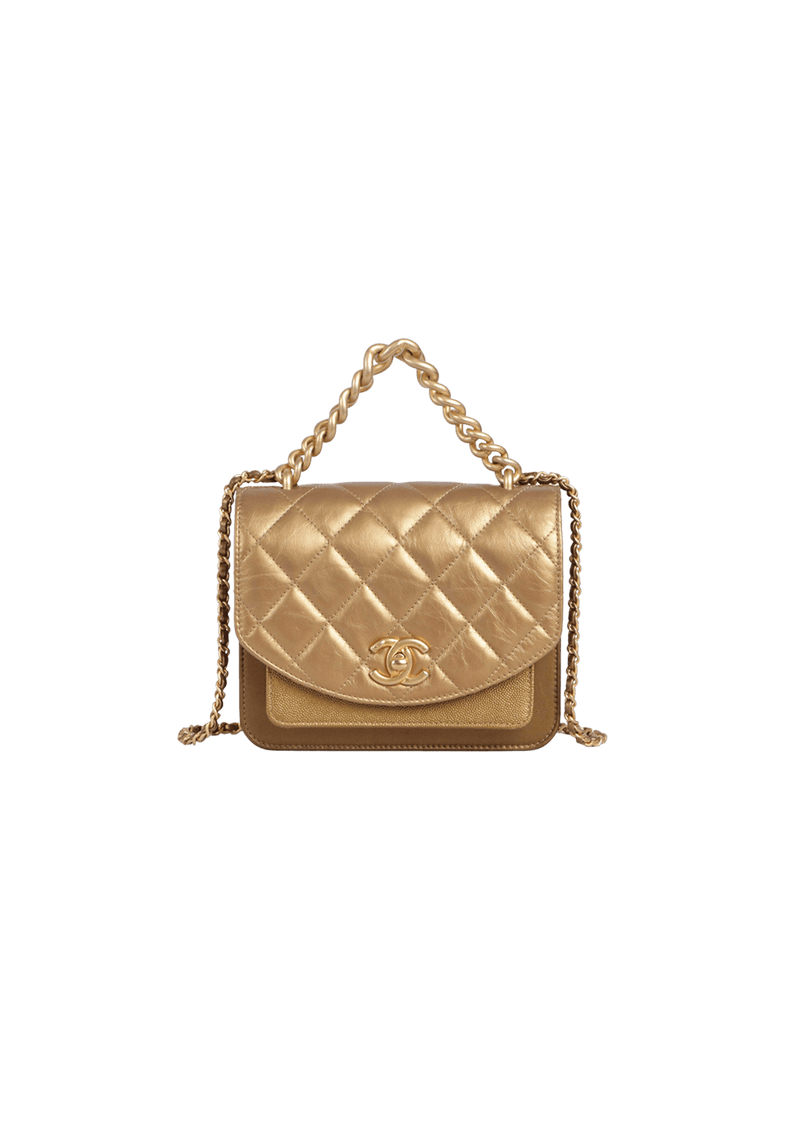 MINI CHAIN HANDLE FLAP BAG AGED CALFSKIN