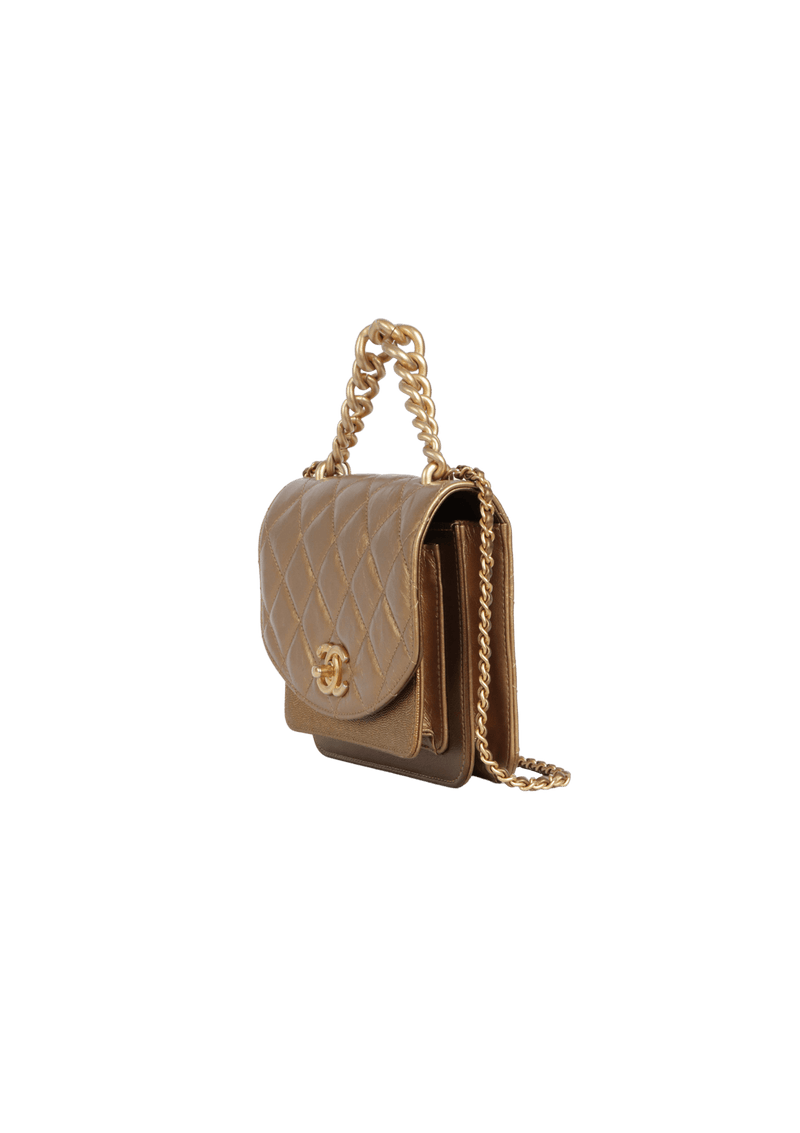 MINI CHAIN HANDLE FLAP BAG AGED CALFSKIN