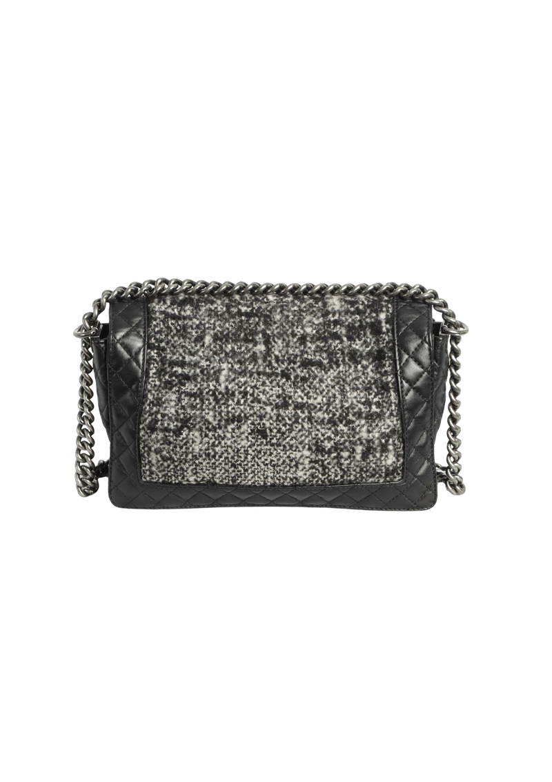 NEW MEDIUM ENCHAINED BOY FLAP BAG TWEED