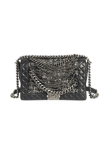 NEW MEDIUM ENCHAINED BOY FLAP BAG TWEED