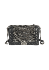 NEW MEDIUM ENCHAINED BOY FLAP BAG TWEED