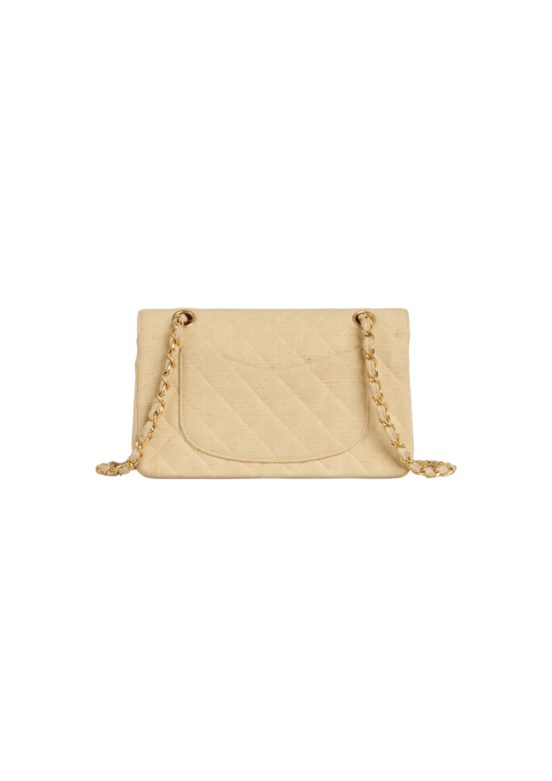 SMALL CLASSIC DOUBLE FLAP RAFFIA